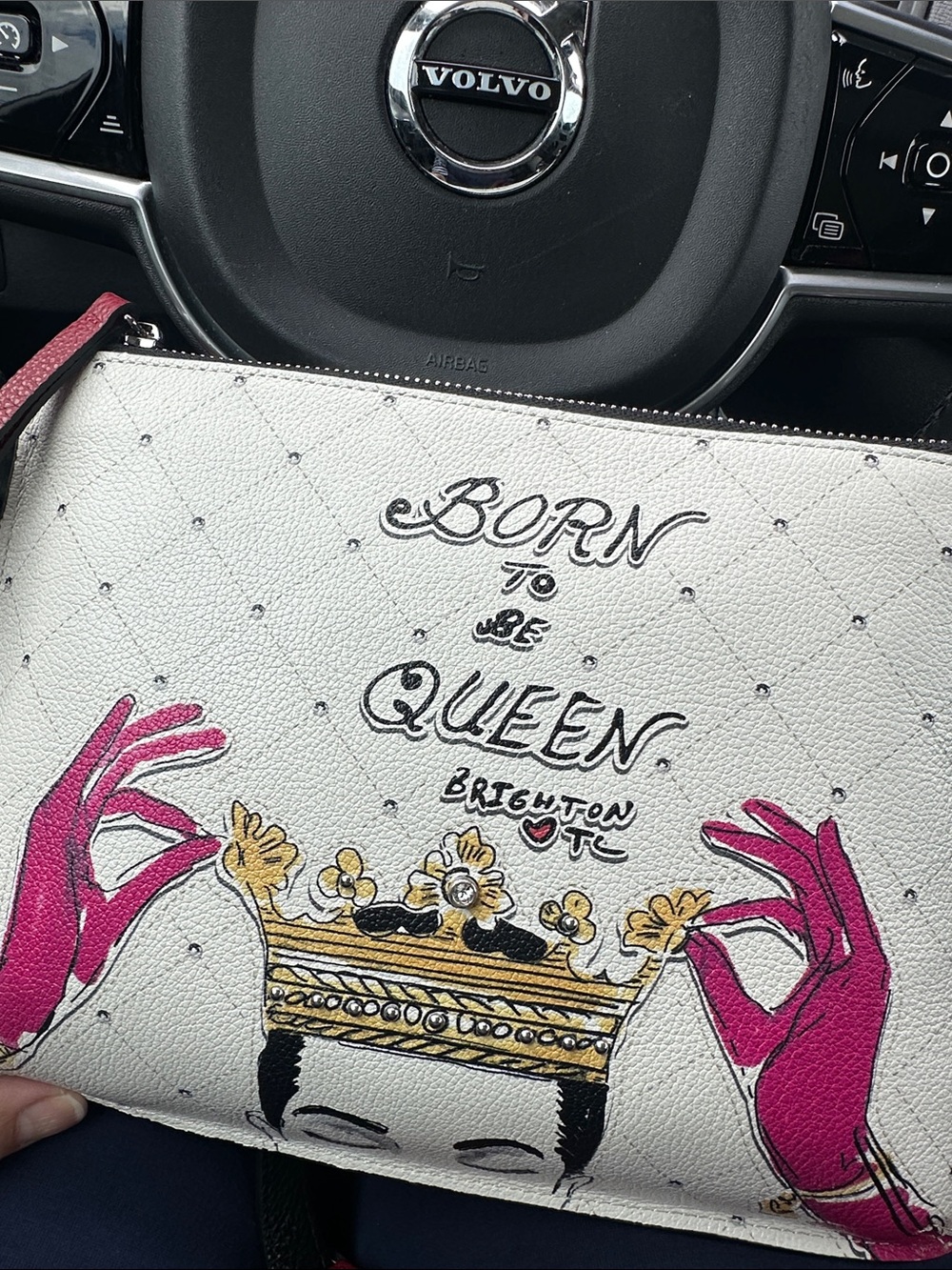 Brighton Queen Graphic Crossbody Bag with Pink Art